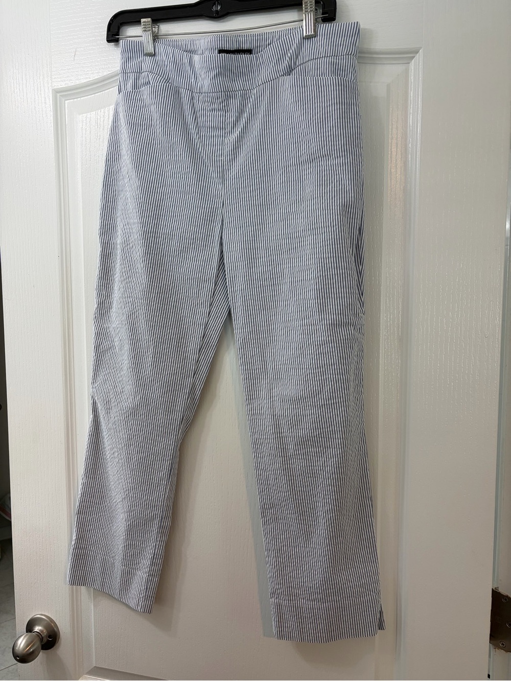 Women’s Blue and White Pinstripe Work Pants